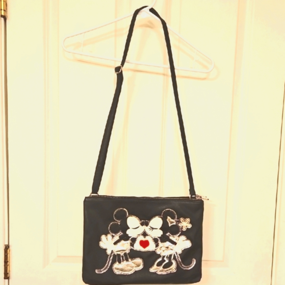 Disney Mickey & Minnie Black Crossbody Bag, GUC